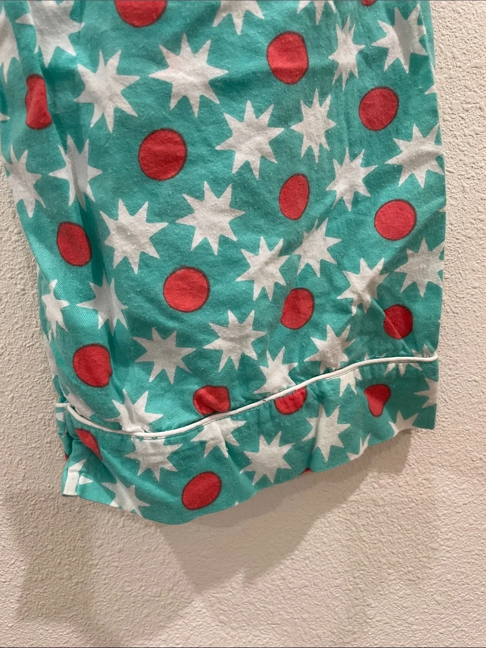 PrintFresh Matching Pajama Set Blue Star & Red Dot Button-Up Shirt Pants XL